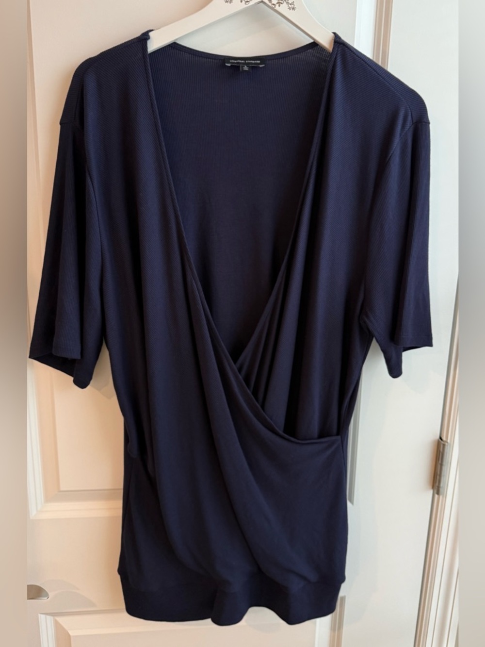 Universal Standard Blue Ribbed Wrap Style Top Modal Blend Stretch 22 (Brand L)